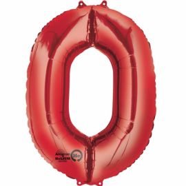 34 INCH RED NUMBER 0 BALLOON