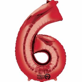 34 INCH RED NUMBER 6 BALLOON