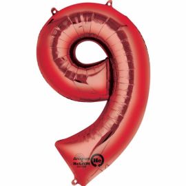 34 INCH RED NUMBER 9 BALLOON