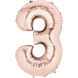 34 INCH ROSE GOLD NUMBER 3 BALLOON