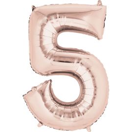 34 INCH ROSE GOLD NUMBER 5 BALLOON