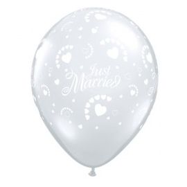 CLEAR JUST MARRIED BALLOONS PACK50