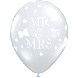11 INCH MR AND MRS BALLOONS 50CT