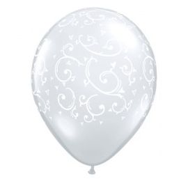 CLEAR FILGREE HEARTS BALLOONS PACK50