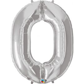 34 INCH SILVER NUMBER 0 BALLOON