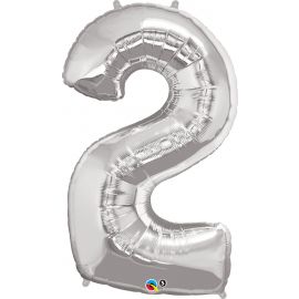 34 INCH SILVER NUMBER 2 BALLOON