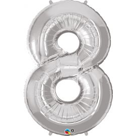 34 INCH SILVER NUMBER 8 BALLOON
