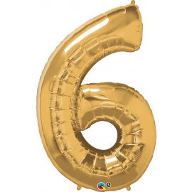 34 INCH  GOLD NUMBER 6 BALLOON