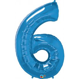 34 INCH BLUE NUMBER 6 BALLOON