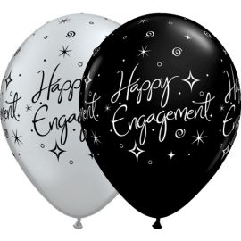 BLACK AND SILVER ENGAGEMENT BALLOONS PACK25