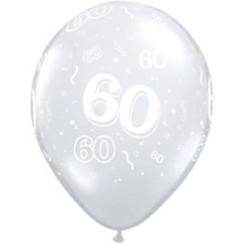 11 INCH AGE 60 DIAMOND CLEAR BALLOONS 50CT
