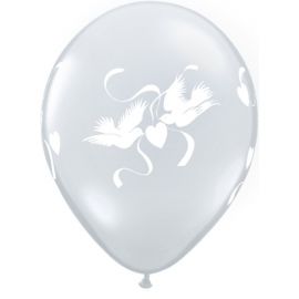 11INCH DIAMOND CLEAR DOVE BALLOONS PACK25