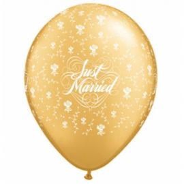 11 INCH JUST MARRIED GOLD BALLOONS 25CT