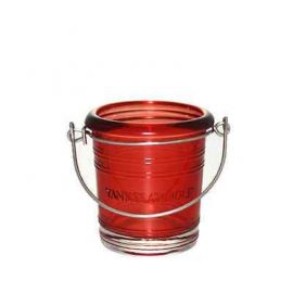 YANKEE CANDLE RED GLASS BUCKET VOTIVE HOLDER