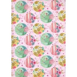 FLORAL ROSES AND FERN WRAPPING PAPER 1 SHEET