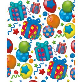 BALLOONS AND PRESENTS WRAPPING PAPER 1 SHEET
