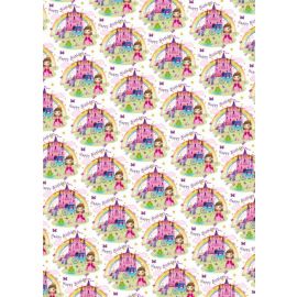 BIRTHDAY PRINCESS AND CASTLE WRAPPING PAPER