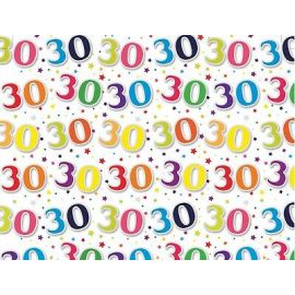 12GW2609 30 BIRTHDAY WRAPPING PAPER 1 SHEET