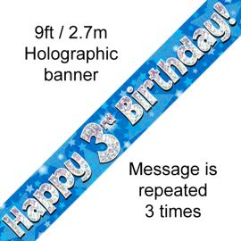9FT BANNER BLUE HOLO HAPPY 3RD BIRTHDAY