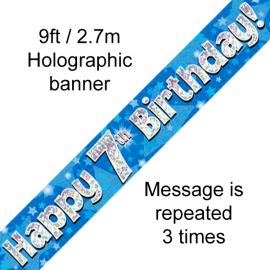9FT BANNER BLUE HOLO HAPPY 7TH BIRTHDAY