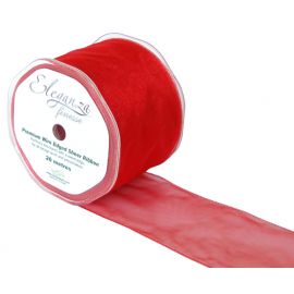 ELEGANZA FINESSE WIRED RIBBON 70MM x 20M RED NO.16