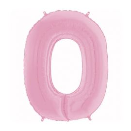 26 INCH PASTEL PINK NUMBER 0 BALLOON