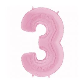 26 INCH PASTEL PINK NUMBER 3 BALLOON