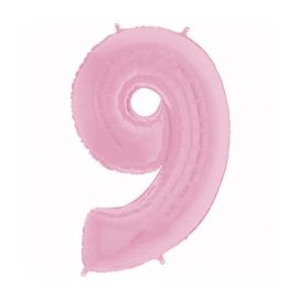 26 INCH PASTEL PINK NUMBER 9 BALLOON