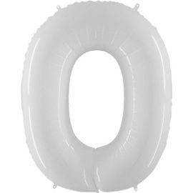 40 INCH NUMBER 0 WHITE GLOSS BALLOON