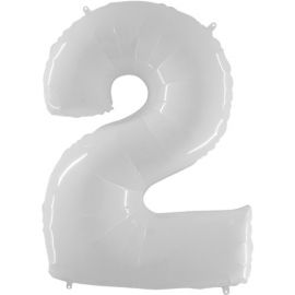 40 INCH NUMBER 2 WHITE GLOSS BALLOON