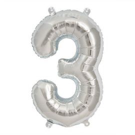 16 INCH NUMBER 3 SILVER AIR FILLED BALLOON