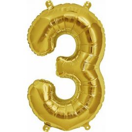 16 INCH NUMBER 3 GOLD AIR FILLED BALLOON