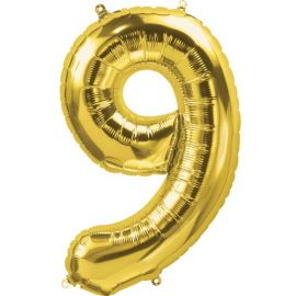 16 INCH NUMBER 9 GOLD AIR FILLED BALLOON